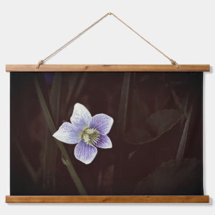 Blauer Violet Blume Natur Wandteppich Mit Holzrahmen