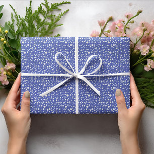 Blauer Violet Random Sized White Polka Punkte Geschenkpapier