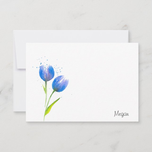 Blauer Violet Tulips Mitteilungskarte (Vorderseite)