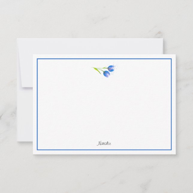 Blauer Violet Tulips Mitteilungskarte (Vorderseite)
