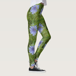 Blauer violette Blumen Elegante Leggings
