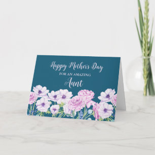 Blauer violette Blumen Tante Happy Mother Day Karte