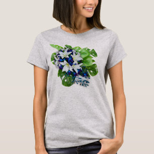 Blauer, violetter und weißer Seidenzauber Blume Br T-Shirt