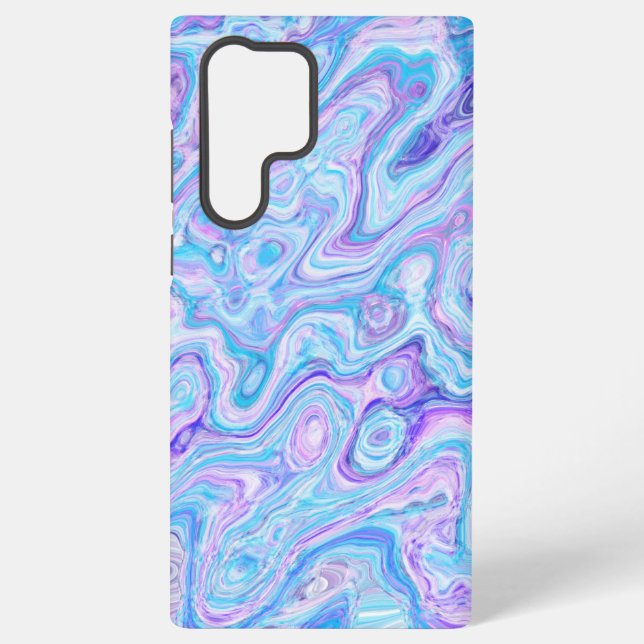 Blauer Violettlavender Abstrakter Marmortext Samsung Galaxy Hülle (Rückseite)