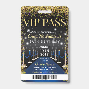 Blauer VIP-Pass Hollywood-Rot-Teppich-Geburtstagsa Ausweis