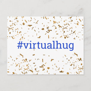Blauer virtueller Umarmungs-Hashtag Gold-unechtes  Postkarte