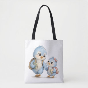Blauer Vogel Alltags-Leinen-Tasche