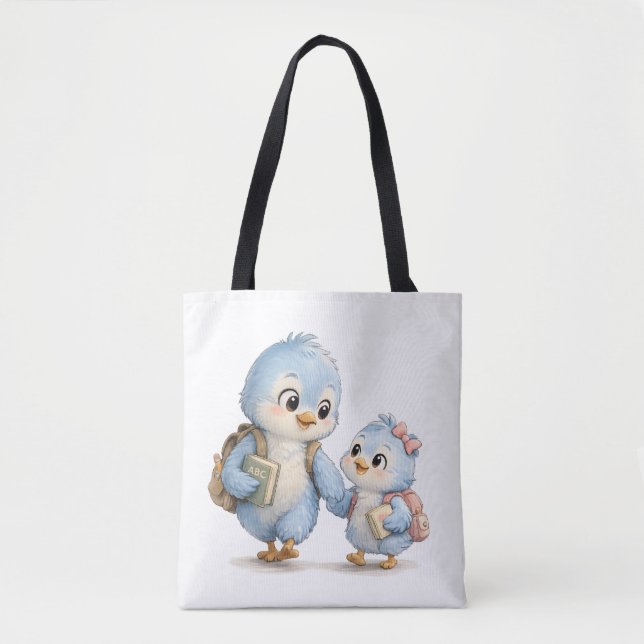 Blauer Vogel Alltags-Leinen-Tasche (Vorderseite)
