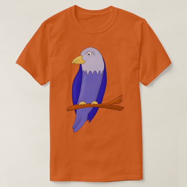 Blauer Vogel auf einem Ast T-Shirt (Design vorne)