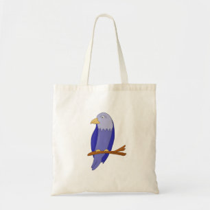 Blauer Vogel auf einem Ast Tragetasche