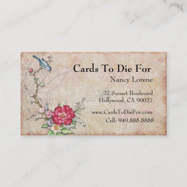 Blauer Vogel auf einer Niederlassung Visitenkarte (Vorderseite)