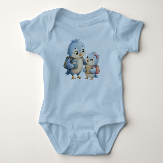 Blauer Vogel Baby-Body  Baby Strampler (Vorderseite)