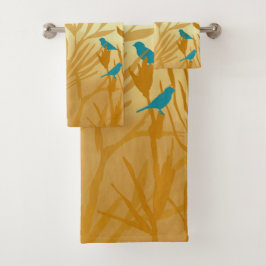 Blauer Vogel Badhandtuch Set