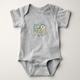 Blauer Vogel Blumen Baby Bodysuit Strampler