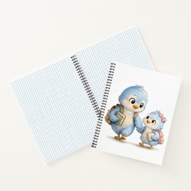 Blauer Vogel Bruder Schwester Schreibheft Notizbuch (Innenseite)