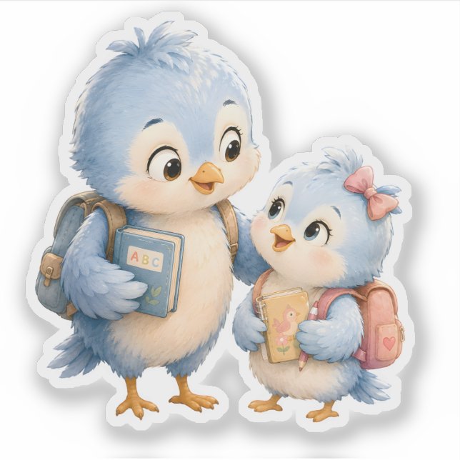Blauer Vogel Bruder Vinyl Sticker (Vorderseite)