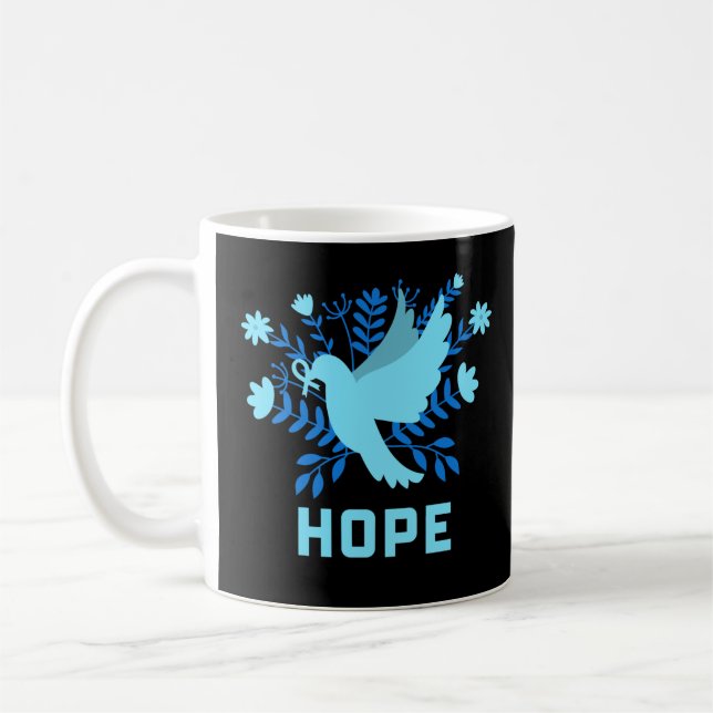 Blauer Vogel der Hoffnung und des Friedens - Taube Kaffeetasse (Links)