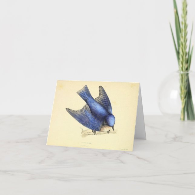 Blauer Vogel des Glücks Dankeskarte (Vorderseite)