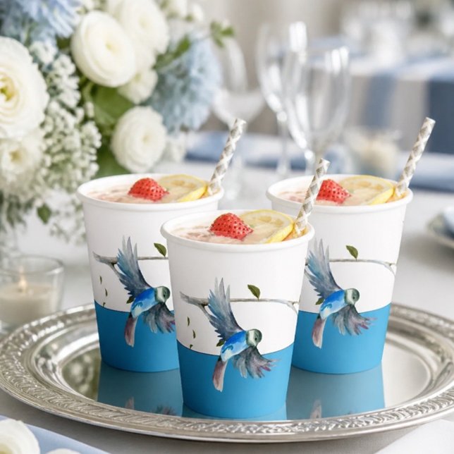 Blauer Vogel des Glückspopups Cup Pappbecher (Von Creator hochgeladen)