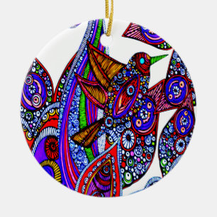 Blauer Vogel des Paradieses Weißer Ornament