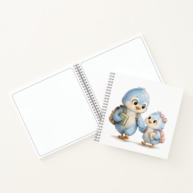 Blauer-Vogel-Geschwister-Spiralblock Notizbuch (Innenseite)