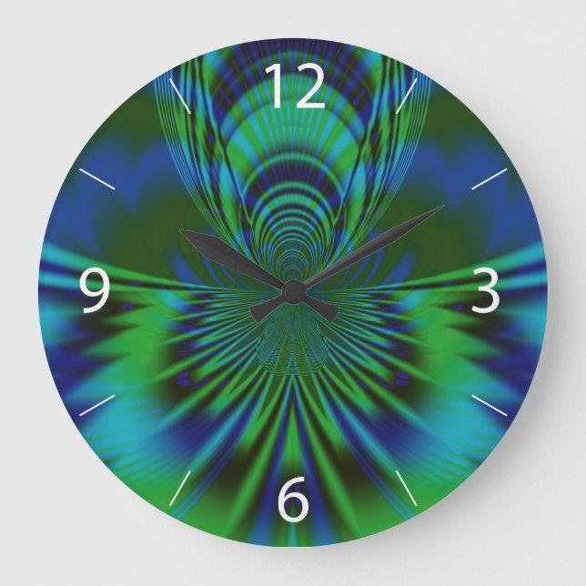 Blauer Vogel Große Wanduhr (Vorderseite)