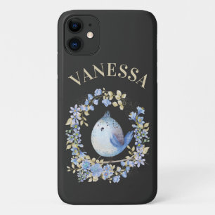 Blauer Vogel im Blumenkranz iPhone/iPad Gehäuse Case-Mate iPhone Hülle