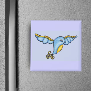 Blauer Vogel im Flug-Magnet Magnet