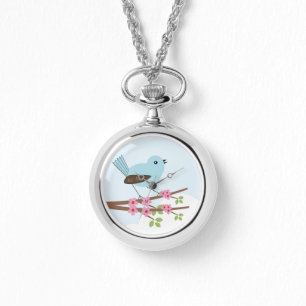Blauer Vogel in Blossom Tree Niedlich Armbanduhr