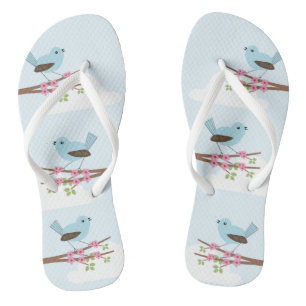 Blauer Vogel in Blossom Tree Niedlich Flip Flops