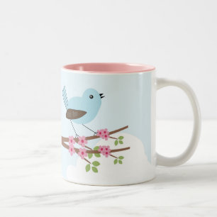 Blauer Vogel in Blossom Tree Niedlich Zweifarbige Tasse