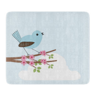 Blauer Vogel in Blossom Tree Schneidebrett