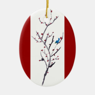 Blauer Vogel Keramik Ornament