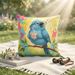 Blauer Vogel Kuschel-Wurfkissen  Kissen