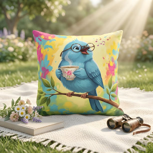 Blauer Vogel Kuschel-Wurfkissen Kissen