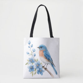Blauer Vogel mit blauen Blumen