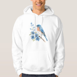 Blauer Vogel mit blauen Blumen Hoodie