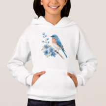 Blauer Vogel mit blauen Blumen