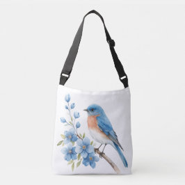 Blauer Vogel mit blauen Blumen Tragetaschen Mit Langen Trägern