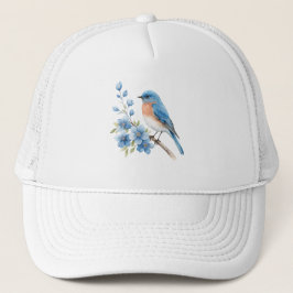 Blauer Vogel mit blauen Blumen Truckerkappe