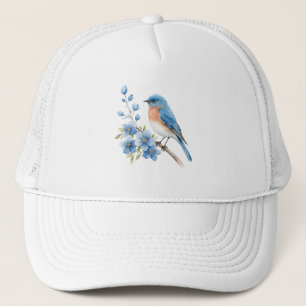 Blauer Vogel mit blauen Blumen Truckerkappe