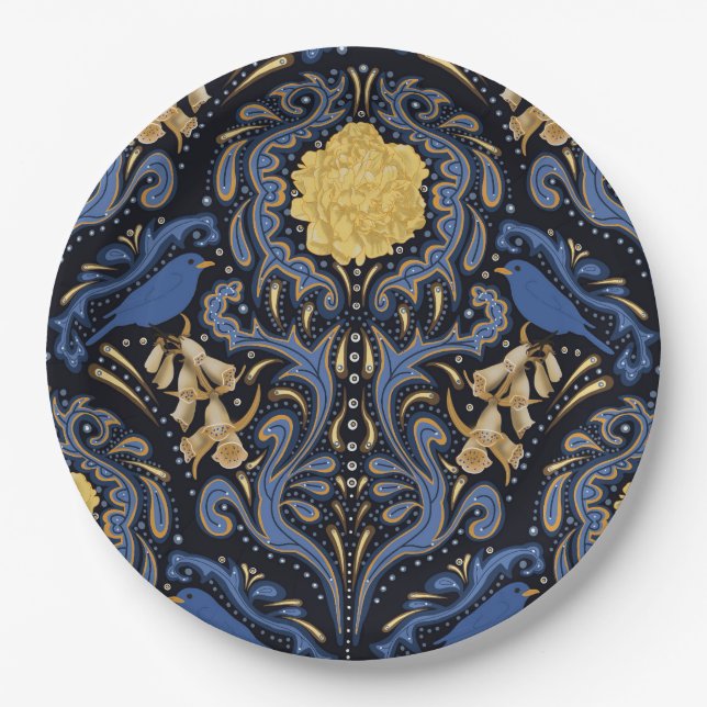 Blauer Vogel Pappteller (Vorderseite)