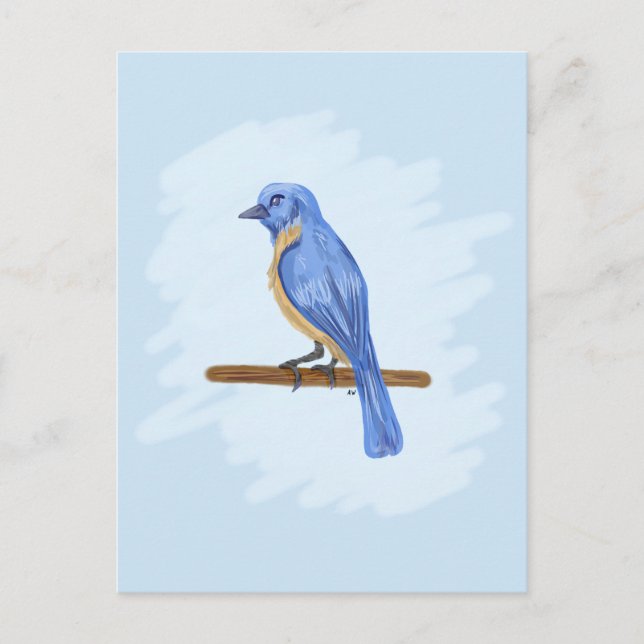 Blauer Vogel Postkarte (Vorderseite)