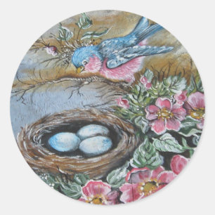 Blauer Vogel Runder Aufkleber