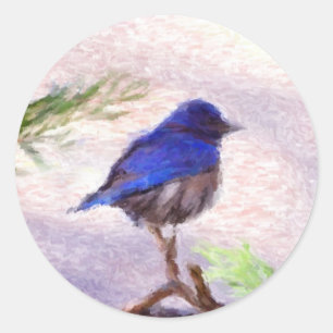 Blauer Vogel Runder Aufkleber