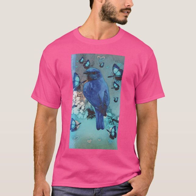 Blauer Vogel T-Shirt (Vorderseite)
