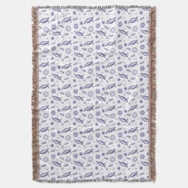 Blauer Vogel und Blume nahtlos Decke (Vorderseite Vertikal)