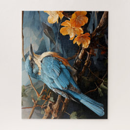 Blauer Vogel und Gelbe Blumen Puzzle