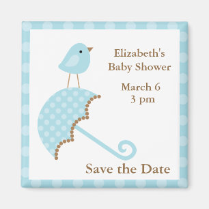 Blauer Vogel und Regenschirm Magnet