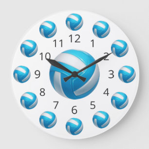 Blauer Volleyball-Atom mit Zahlen Große Uhr
